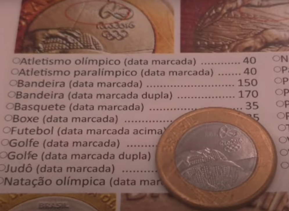 Valor da moeda de 1 real do Basquete nas Olimpíadas Rio 2016 segundo catálogo numismático.