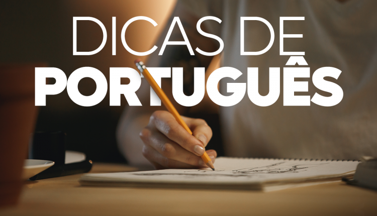 Imagem de uma pessoa escrevendo em um caderno com lápis, representando as dicas de português.