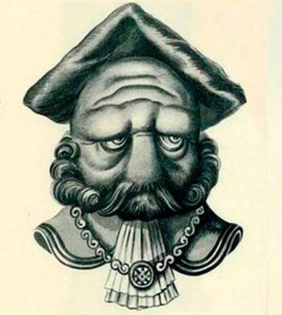 Ilustração de rosto masculino com efeito de ilusão de ótica em desenho artístico