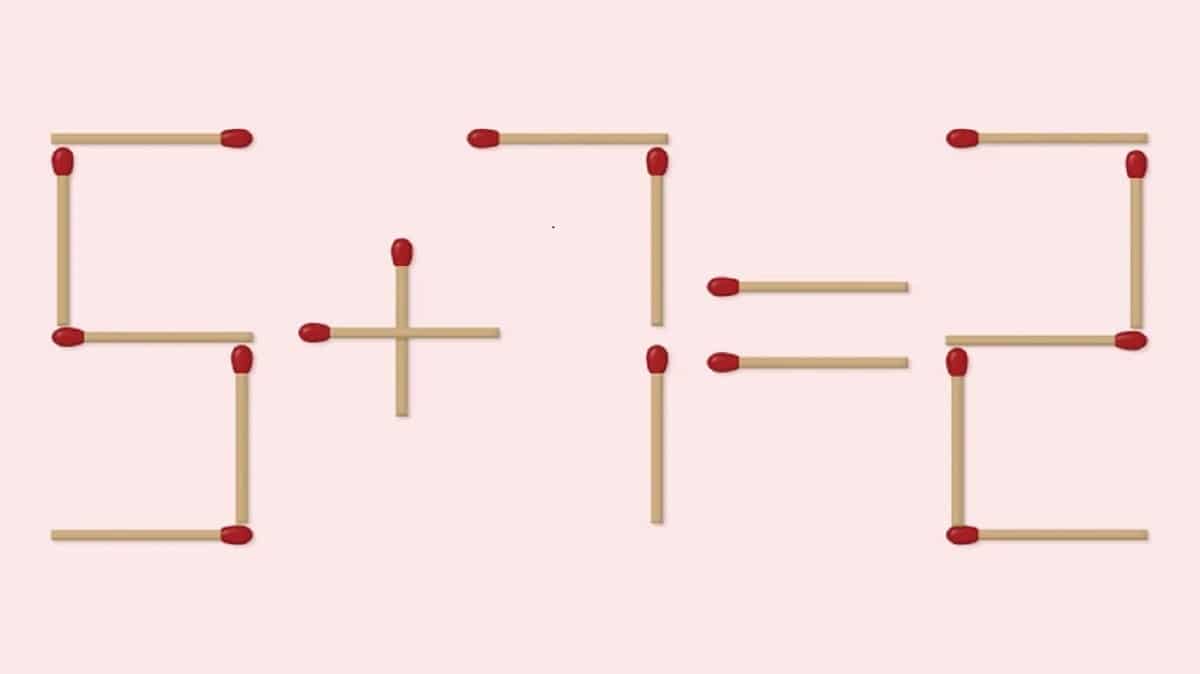 Teste de QI com fósforos em que a pessoa precisa mover um fósforo para resolver a equação.