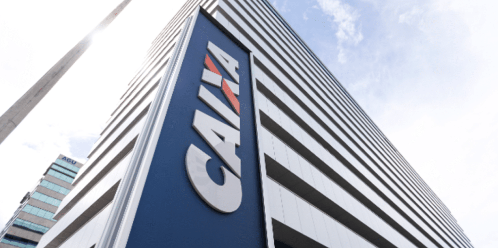 Fachada da agência da CAIXA Econômica Federal.