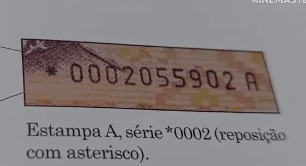 Número de série com asterisco em cédula rara de 1000 cruzeiros