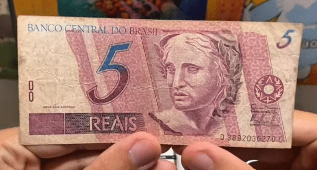 Cédula rara de 5 reais da primeira família do real