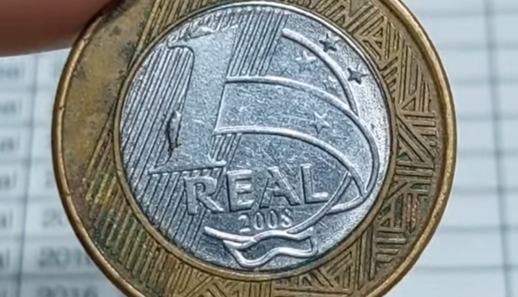 Moeda de 1 real de 2008 com erro de cunhagem raro e valioso