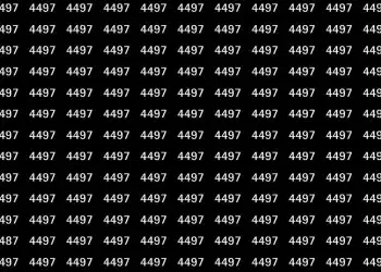 Fundo preto com números "4497" repetidos em linhas e colunas brancas.