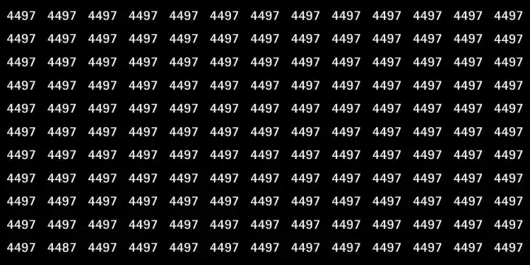 Fundo preto com números "4497" repetidos em linhas e colunas brancas.