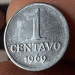 Moeda brasileira de 1 Centavo do ano de 1969, da série Cruzeiro Novo, procurada por colecionadores devido ao raro erro de reverso invertido ou horizontal.