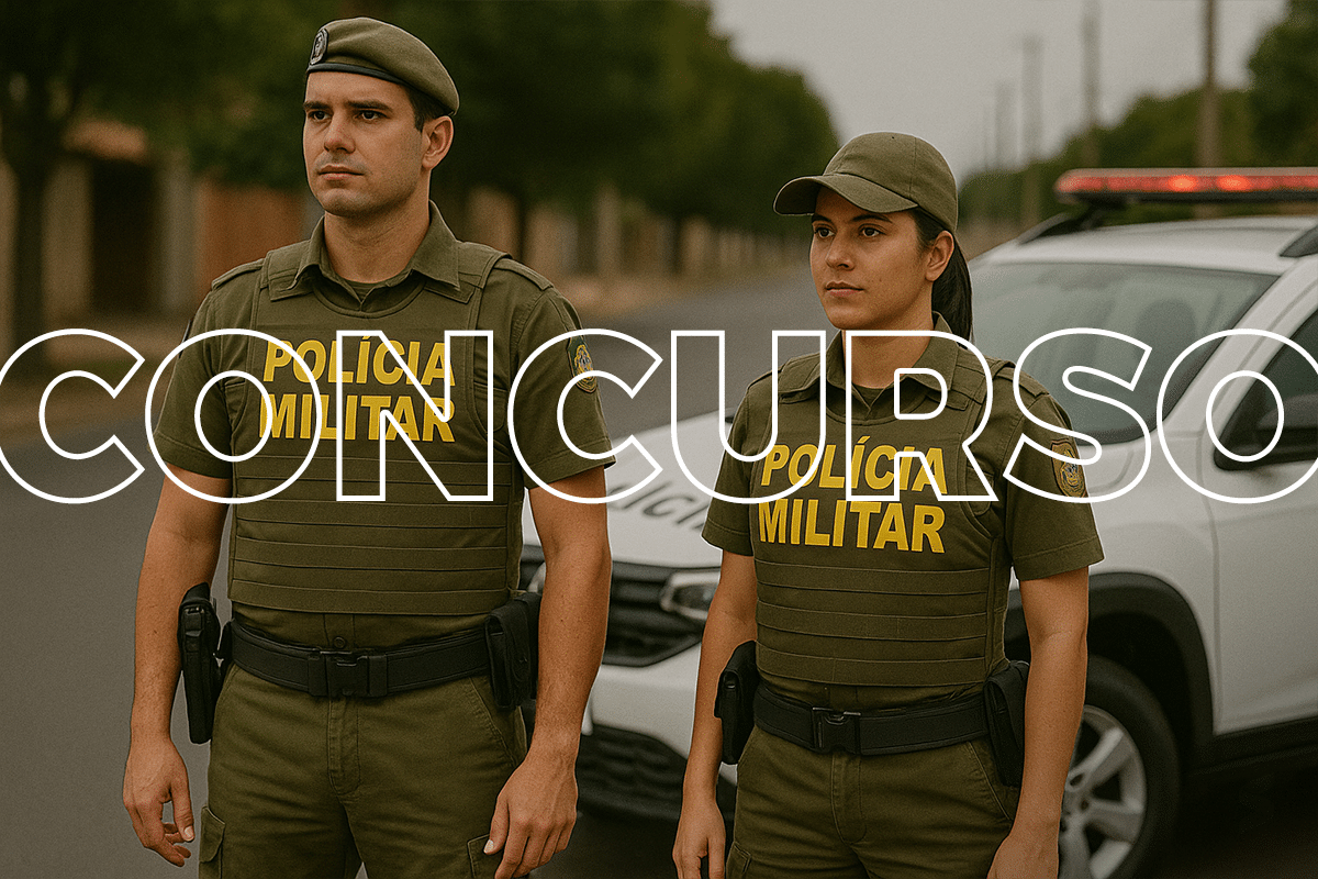 Policiais militares em serviço representando requisitos necessários para candidatura no concurso com 2 mil vagas e salário de R$ 5 mil