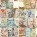 Um mosaico detalhado de várias cédulas antigas brasileiras, incluindo notas do Cruzeiro e Cruzado, destacando a raridade das peças sem carimbo procuradas por colecionadores.