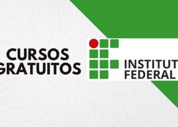Logo do Instituto Federal com a inscrição "CURSOS GRATUITOS" ao lado, em fundo verde e branco, simbolizando as oportunidades educacionais.