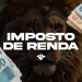 Imagem ilustrativa sobre o Imposto de Renda, com notas de dinheiro ao redor de um leão simbolizando a cobrança de tributos.