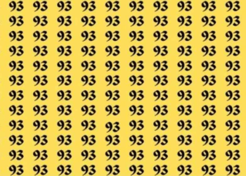 Imagem com padrão repetido do número 93 em cor preta sobre fundo amarelo.