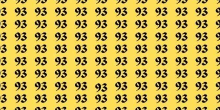 Imagem com padrão repetido do número 93 em cor preta sobre fundo amarelo.