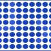 Desafio visual com um padrão repetitivo de círculos em tons diferentes de azul formando linhas e colunas em fundo branco.