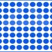 Ilusão de ótica com um padrão gráfico mostrando pontos azuis em tons variados sobre fundo branco com cantos arredondados