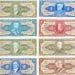 Lote de cédulas da Segunda Edição do Cruzeiro (notas antigas de 1, 2, 5, 10, 20 e 100 Cruzeiros), com destaque para a variedade de cores e séries, essenciais para a busca por erros de impressão e reposição que elevam seu valor numismático.