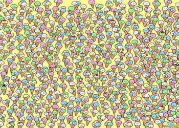 Ilustração com muitos potes de sorvete coloridos e um único pote amarelo diferente destacado.