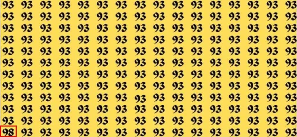 Imagem com padrão repetido do número 93 em cor preta sobre fundo amarelo.