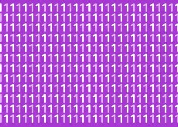 Teste visual com muitos números 1 repetidos sobre fundo roxo