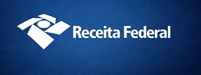Logotipo da Receita Federal em fundo azul.