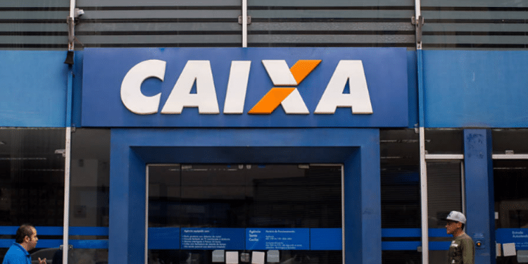 Fachada de uma agência da Caixa Econômica Federal.