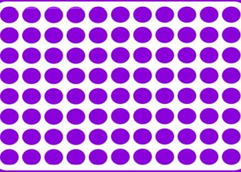 Desafio visual com pontos roxos organizados em linhas sobre fundo branco