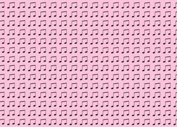 Desafio visual utilizando um fundo rosa claro com diversas notas musicais pretas repetidas em padrão regular