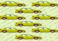 Desafio visual com uma ilustração de carros verdes com diversas combinações de rodas em fundo claro
