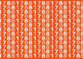 Desafio visual com números 1788 repetidos em branco num fundo laranja.