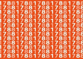 Desafio visual com números 1788 repetidos em branco num fundo laranja.