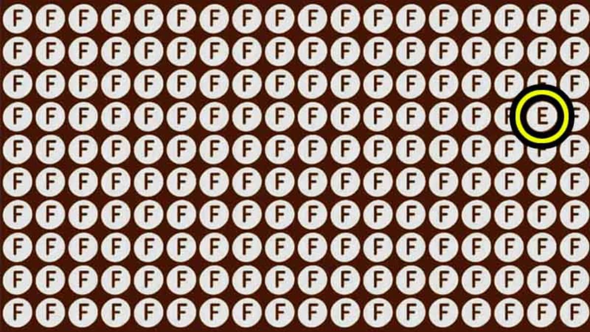 Encontre a letra diferente no padrão E entre círculos.