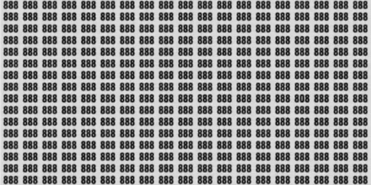 Série de números 888 em preto com número 808 destacado em caixa vermelha no meio.