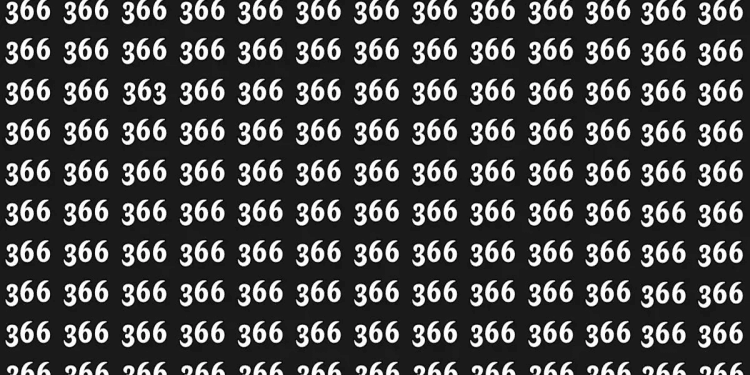 Fundo preto com números 366 repetidos em branco e número 363 destacado na quarta linha.