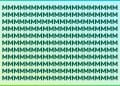 Desafio visual com um padrão de letras M repetidas em várias linhas com fundo verde