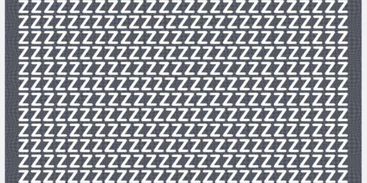 Desafio visual com letras Z em branco em fundo escuro, com um caractere diferente escondido entre elas