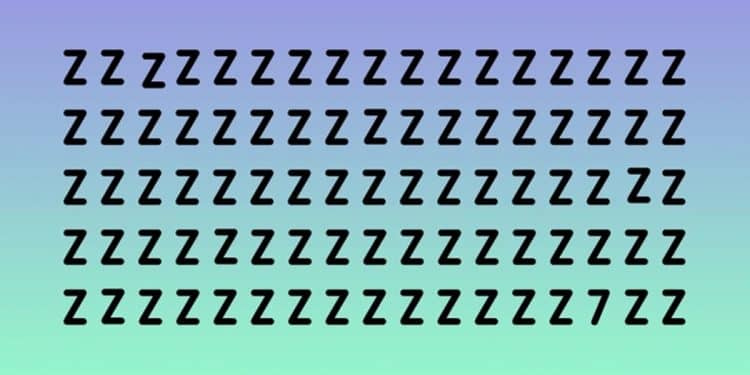 Desafio visual com uma imagem de fundo com degradê azul para verde e linhas em letras Z