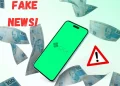 Imagem ilustrativa de fake news sobre transações Pix acima de R$ 5 mil sem taxas, com celular e notas de R$ 100 ao fundo.
