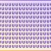 Teste visual com várias letras U em tons de roxo, exceto uma letra V escondida entre as letras.