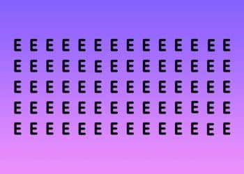 Teste visual com várias letras E em preto e algumas letras F escondidas.