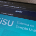 Tela de computador exibindo portal do Sisu Sistema de Seleção Unificada para acesso ao ensino superior.
