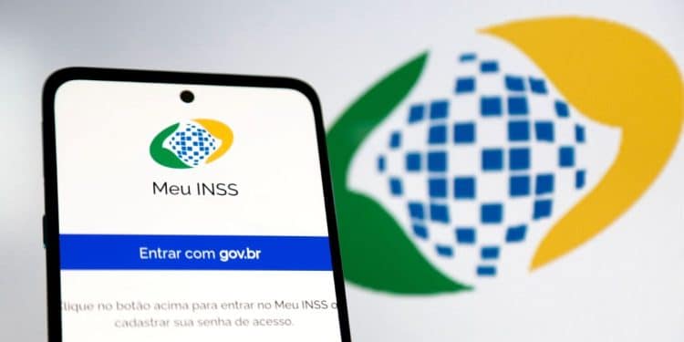 Tela de login do aplicativo Meu INSS exibida em um smartphone.