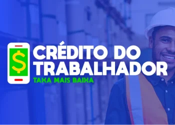 Imagem do programa Crédito do Trabalhador, com trabalhador sorrindo em ambiente de trabalho e logo do programa.