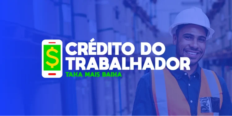 Imagem do programa Crédito do Trabalhador, com trabalhador sorrindo em ambiente de trabalho e logo do programa.