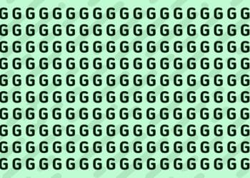Desafio visual com várias letras G repetidas e uma letra diferente disfarçada entre elas
