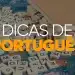Imagem de peças de Scrabble espalhadas, com letras formando palavras, e o título 'Dicas de Português'.