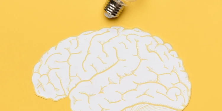 Ilustração do cérebro com lâmpada, simbolizando inteligência emocional.