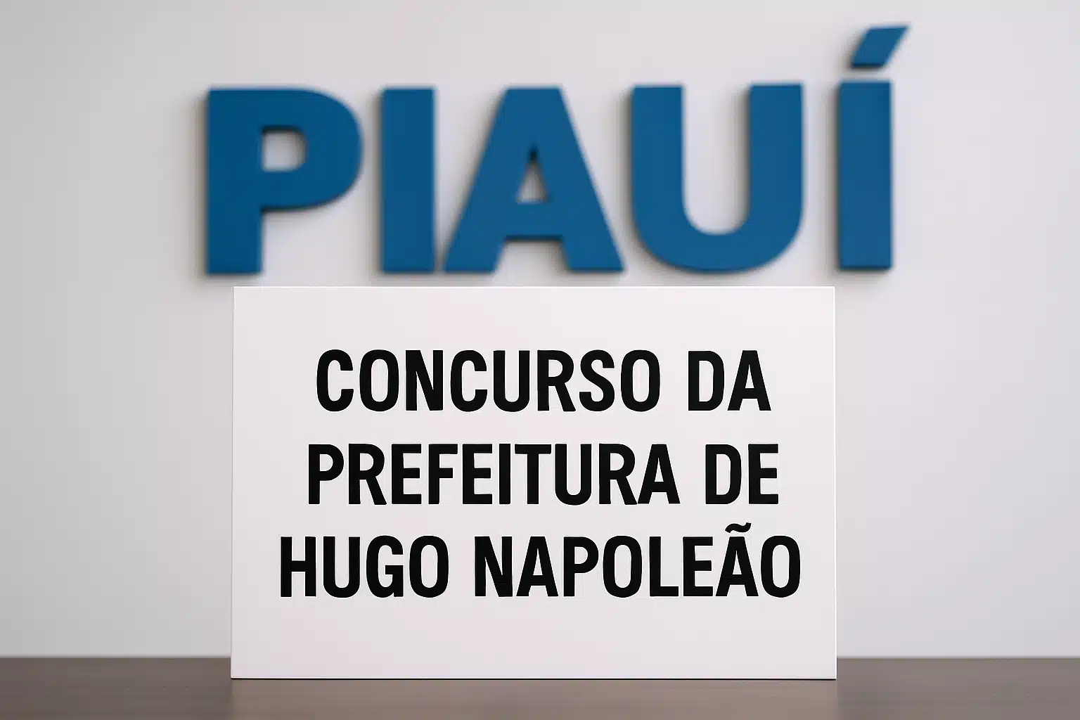 Cartaz anuncia concurso da Prefeitura de Hugo Napoleão em Piauí.