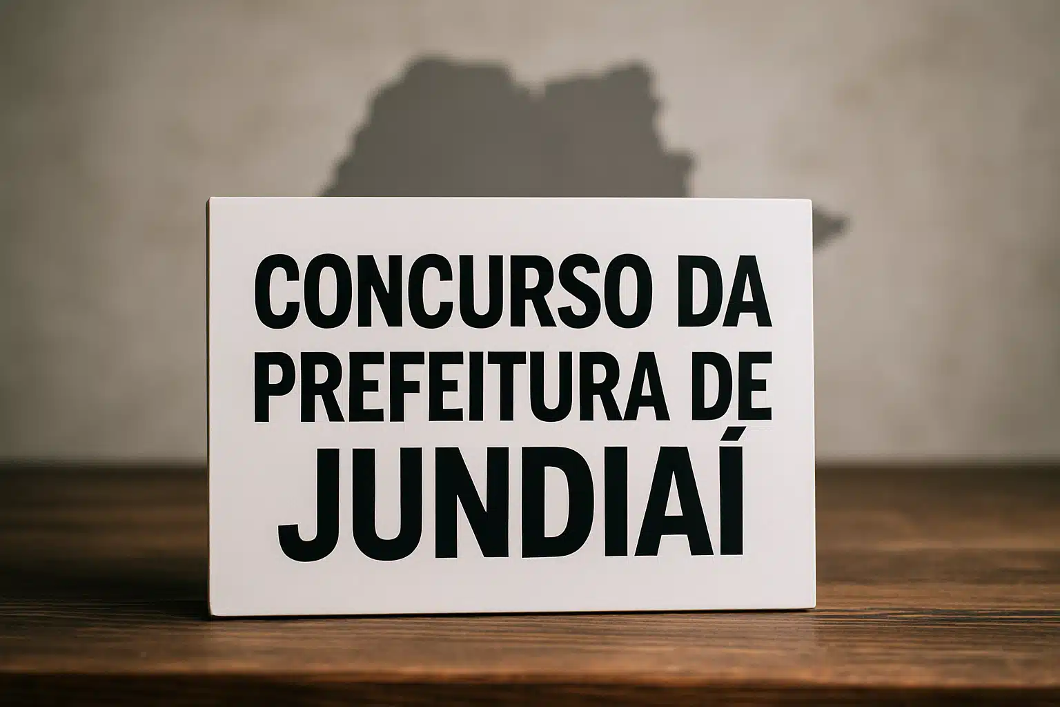 Placa com os dizeres Concurso da Prefeitura de Jundiaí.