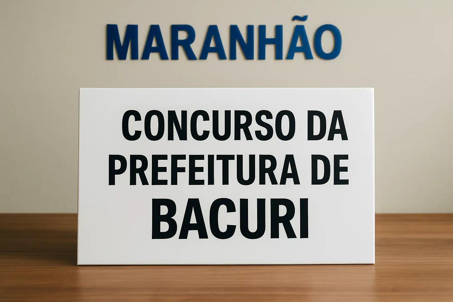 Placa com os dizeres Concurso da Prefeitura de Bacuri.