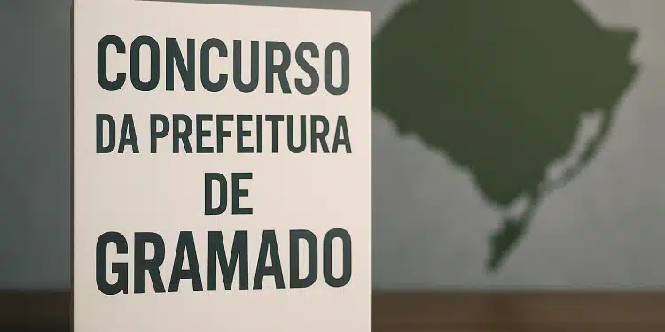 Placa com os dizeres Concurso da Prefeitura de Gramado.